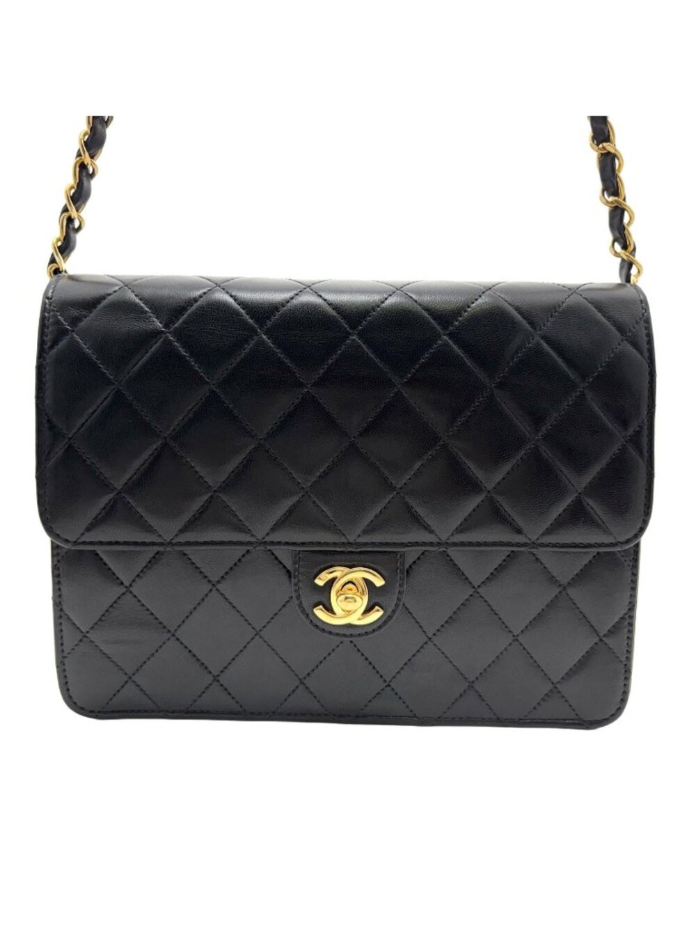 Chanel Quilted 22 Chain Shoulder Black Lambskin Bag